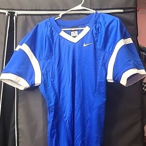 Nike Mens M Football Jersey Long Royal Blue White Mesh Slim Fit NWT